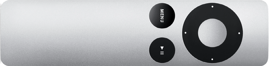 A photo of a non-Siri enabled Apple TV aluminum remote